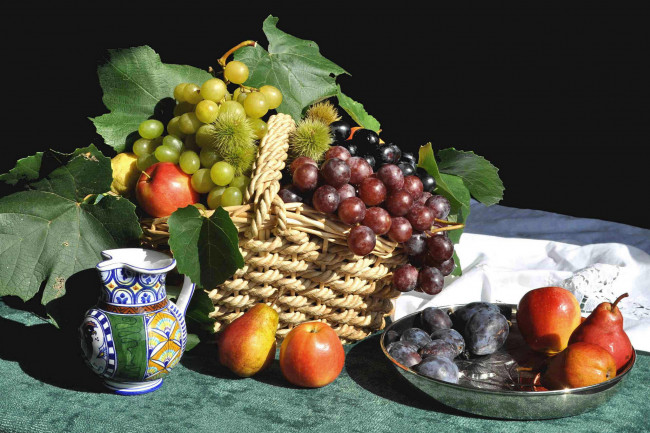 Обои картинки фото еда, натюрморт, посуда, фрукты