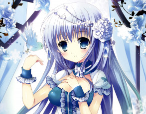 Картинка аниме unknown +другое фон взгляд девушка