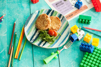 Картинка еда мясные+блюда помидор зелень котлета