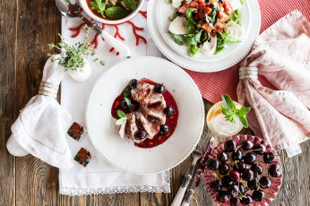 Картинка еда разное пир мясо соус вкусно салат