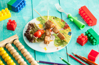 Картинка еда шашлык +барбекю мясо зелень помидор