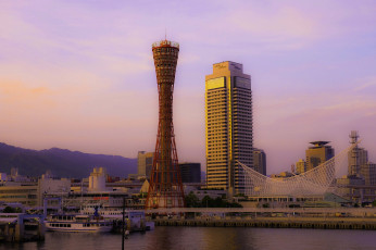Картинка harbor+land+kobe города -+панорамы башня