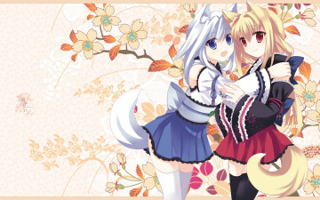 Картинка аниме животные +существа фон взгляд девушки