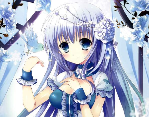 Обои картинки фото аниме, unknown,  другое, фон, взгляд, девушка