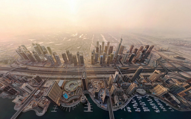 Обои картинки фото города, дубай , оаэ, дома, панорама, небоскребы, здания, берег, море