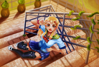 Картинка аниме unknown +другое+ лестница взгляд фон девушка