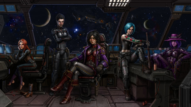 Обои картинки фото фэнтези, девушки, фон, взгляд, униформа