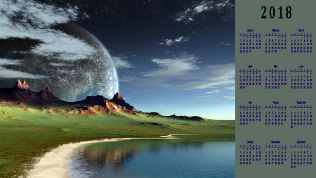 Обои картинки фото календари, 3д-графика, природа, растения, водоем