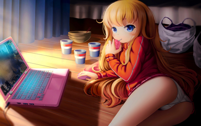 Обои картинки фото аниме, unknown,  другое , девушка, взгляд, фон