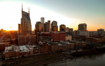 Картинка города нэшвилл+ сша нэшвилл вечер закат линия горизонта городской вид современные здания теннесси