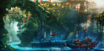 Картинка фэнтези иные+миры +иные+времена лодка