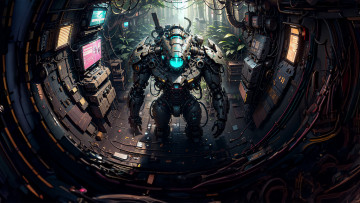 Картинка фэнтези роботы +киборги +механизмы нейросети графика нейроарт ai art нейронные сети рисунки нейро искусство девушка дракон робот