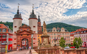 Картинка karl+theodor+bridge города гейдельберг+ германия karl theodor bridge