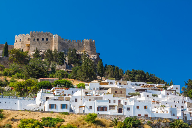 Обои картинки фото lindos, rhodes, greece, города, - дворцы,  замки,  крепости