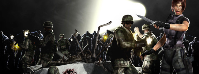 Обои картинки фото видео игры, breakdown, девушка, оружие, солдаты, мутанты