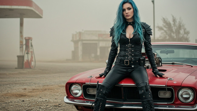 Обои картинки фото 3д графика, люди-авто, мото , people- car ,  moto, девушка, нейросеть