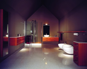 Картинка интерьер ванная туалетная комнаты умывальник душ