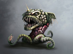 Картинка фэнтези существа пасть рог клыки щупальца