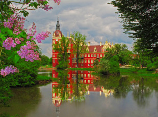 Картинка германия саксония бад мускау города дворцы замки крепости здания парк река