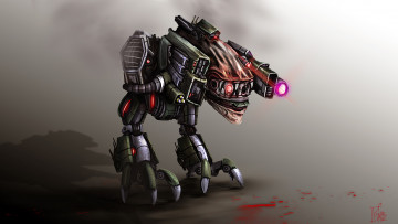 Картинка фэнтези роботы киборги механизмы луч