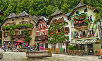 Картинка hallstatt austria города улицы площади набережные гальштат австрия площадь фонтан здания цветы