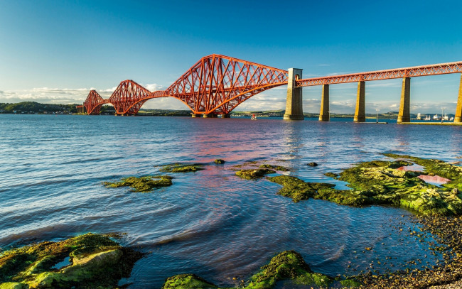 Обои картинки фото forth, bridge, edinburgh, scotland, города, эдинбург, шотландия, конструкция, залив, форт-бридж