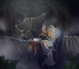 Картинка рисованные животные +коты слёзы пара звери