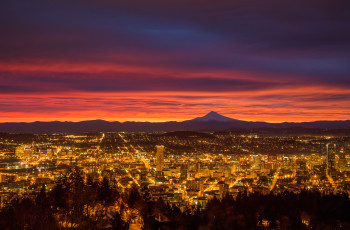 Картинка города портленд+ сша утро огни портленд орегон заря восход