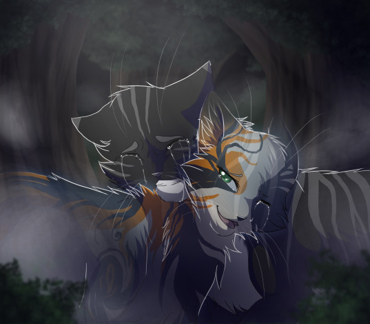 Обои картинки фото рисованные, животные,  коты, слёзы, пара, звери