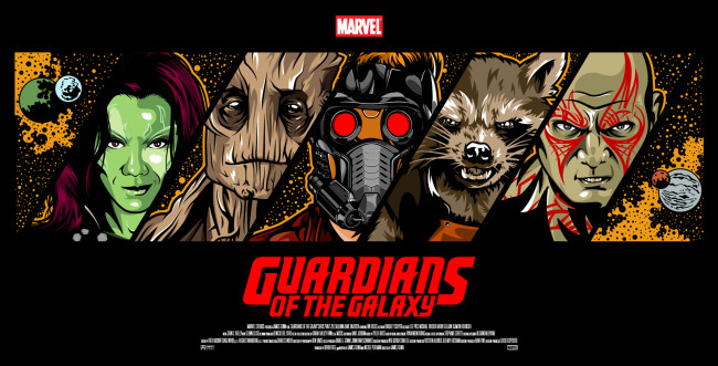 Обои картинки фото кино фильмы, guardians of the galaxy, guardians, of, the, galaxy, star-lord, gamora, drax, groot, rocket