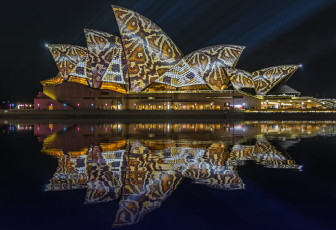 Картинка города сингапур+ сингапур ночь огни иллюминация узор цвет подсветка отражение город вода