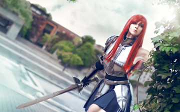 Картинка девушки -unsort+ креатив аниме коплей tail меч доспехи девушка fairy titania scarlet erza хвост феи