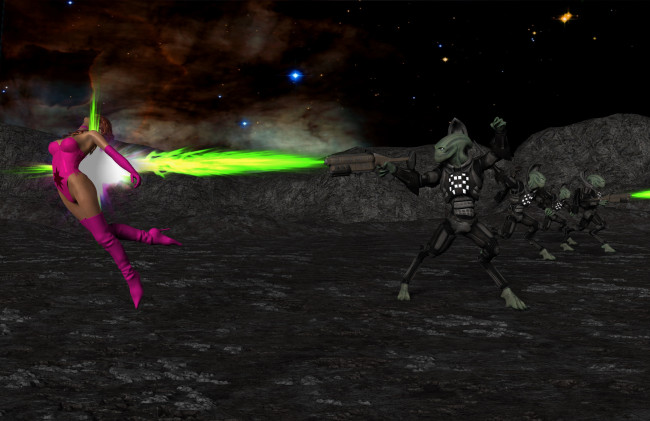 Обои картинки фото 3д графика, фантазия , fantasy, оружие, фон, взгляд, девушка, существо