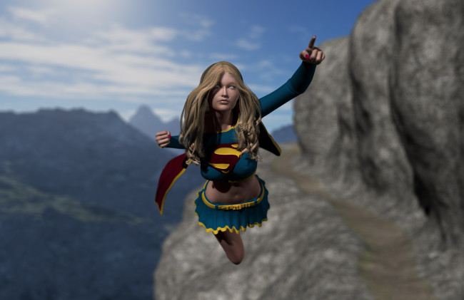 Обои картинки фото 3д графика, фантазия , fantasy, взгляд, девушка, полет, фон