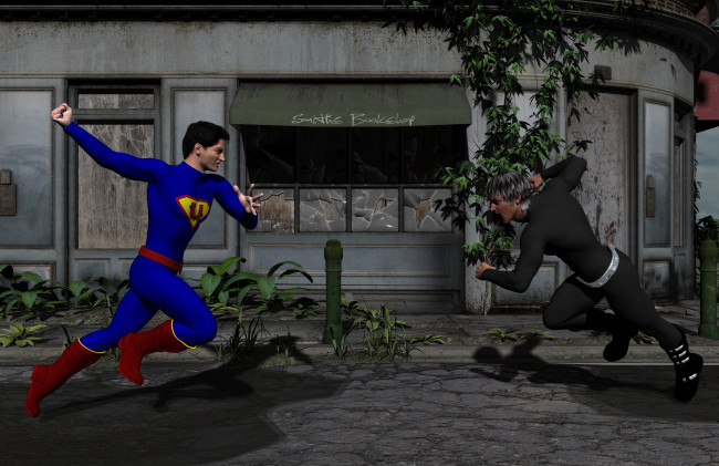 Обои картинки фото 3д графика, люди , people, драка, фон, взгляд, мужчины