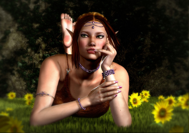 Обои картинки фото 3д графика, эльфы , elves, фон, взгляд, эльфийка