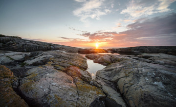Картинка природа восходы закаты закат ручей скалы камни небо облака