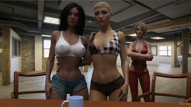 Обои картинки фото 3д графика, люди , people, фон, взгляд, девушки