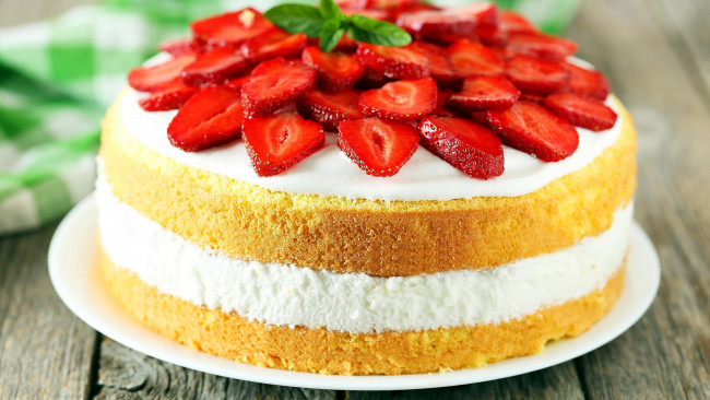 Обои картинки фото еда, торты, клубника, торт