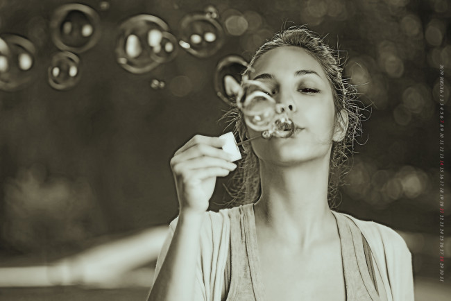 Обои картинки фото календари, компьютерный дизайн, calendar, мыльный, пузырь, девушка, женщина, 2019