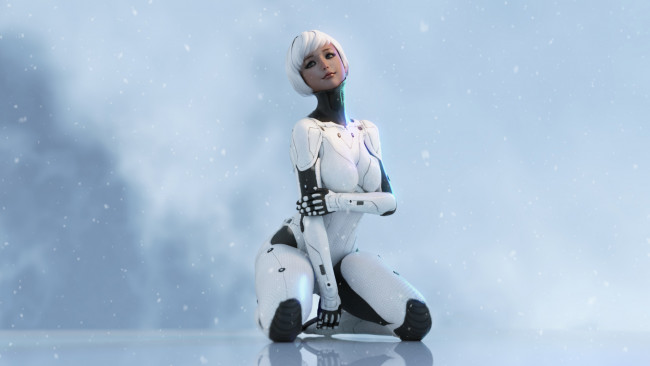 Обои картинки фото 3д графика, _science fiction, девушка, фон, улыбка