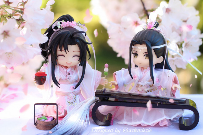 Обои картинки фото разное, куклы, вэй, усянь, лань, ванцзы, гуцинь, цветение