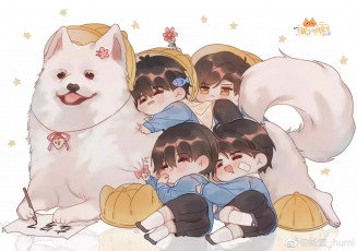 Картинка аниме животные +существа собака малыши