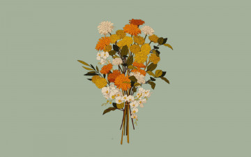 Картинка рисованное цветы букет