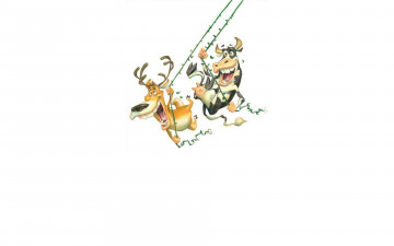 Картинка рисованное минимализм корова олень лианы