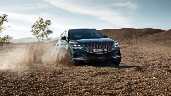 Обои картинки фото genesis gv80, автомобили, genesis, синий, полигон