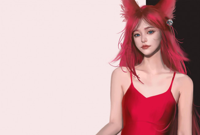 Обои картинки фото фэнтези, существа, девушка, ушки, колокольчик