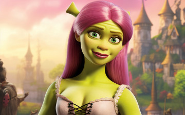 Картинка рисованное кино +мультфильмы нейросети графика нейроарт ai art нейронные сети рисунки нейро искусство шрекообразная барби