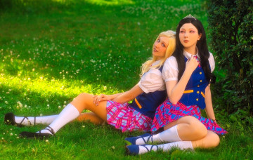 Картинка девушки visagefox подруги образы костюмы косплей наряды форма трава