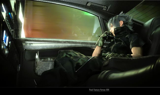 Обои картинки фото видео игры, final fantasy xiii, парень, машина, окно, перчатки